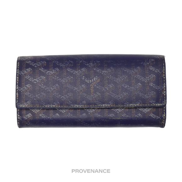 🔴 Goyard Varenne Long Wallet - Navy Blue Goyardine - Picture 1 of 10